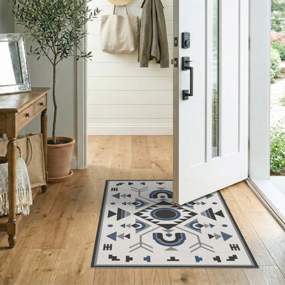 Blue Geometric Symmetrical Area Rug