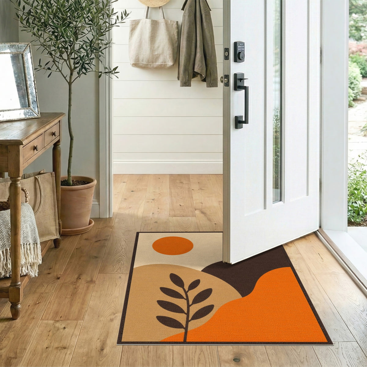 Orange Abstract Sun Area Rug