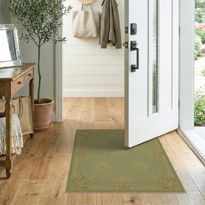 Sage Green Floral Vintage Area Rug