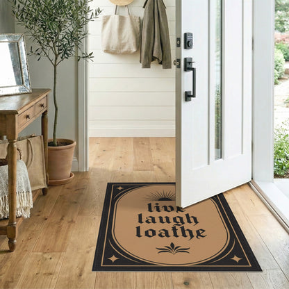 Brown and Tan Live Laugh Loathe Vintage Area Rug