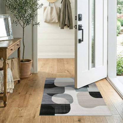 Shapes Grey Abstract Shapes Area Rug