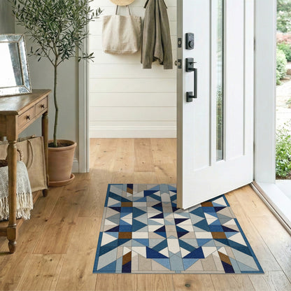 Geometric Modern Blue and Teal Blue Geometric Star Area Rug
