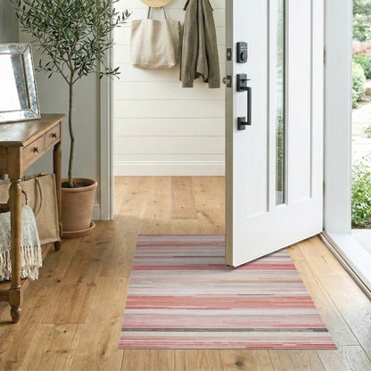 Blush Pink Striped Abstract Area Rug