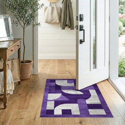 Purple Geometric Area Rug