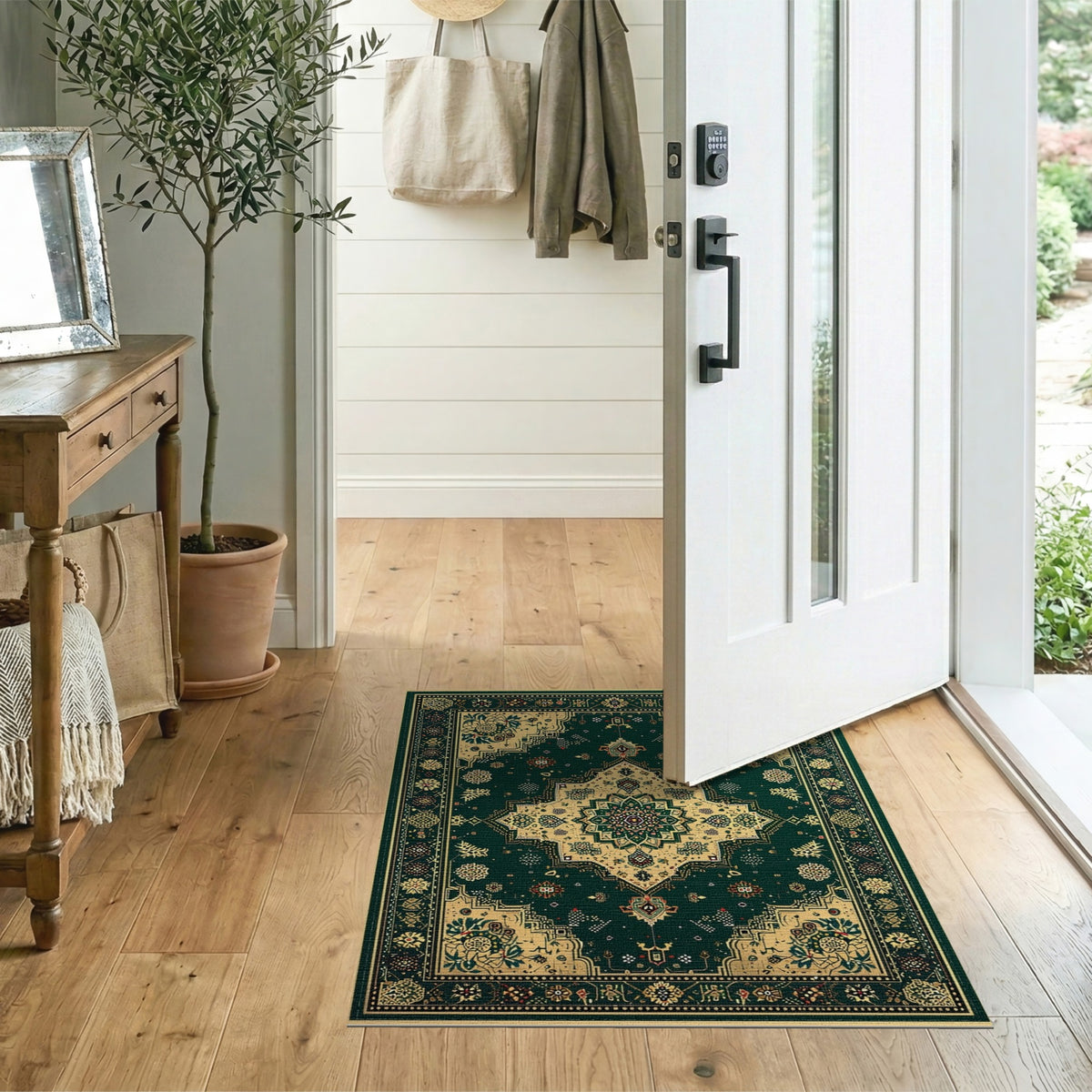Medallion Traditional Persian Emerald Green Persian Medallion Area Rug