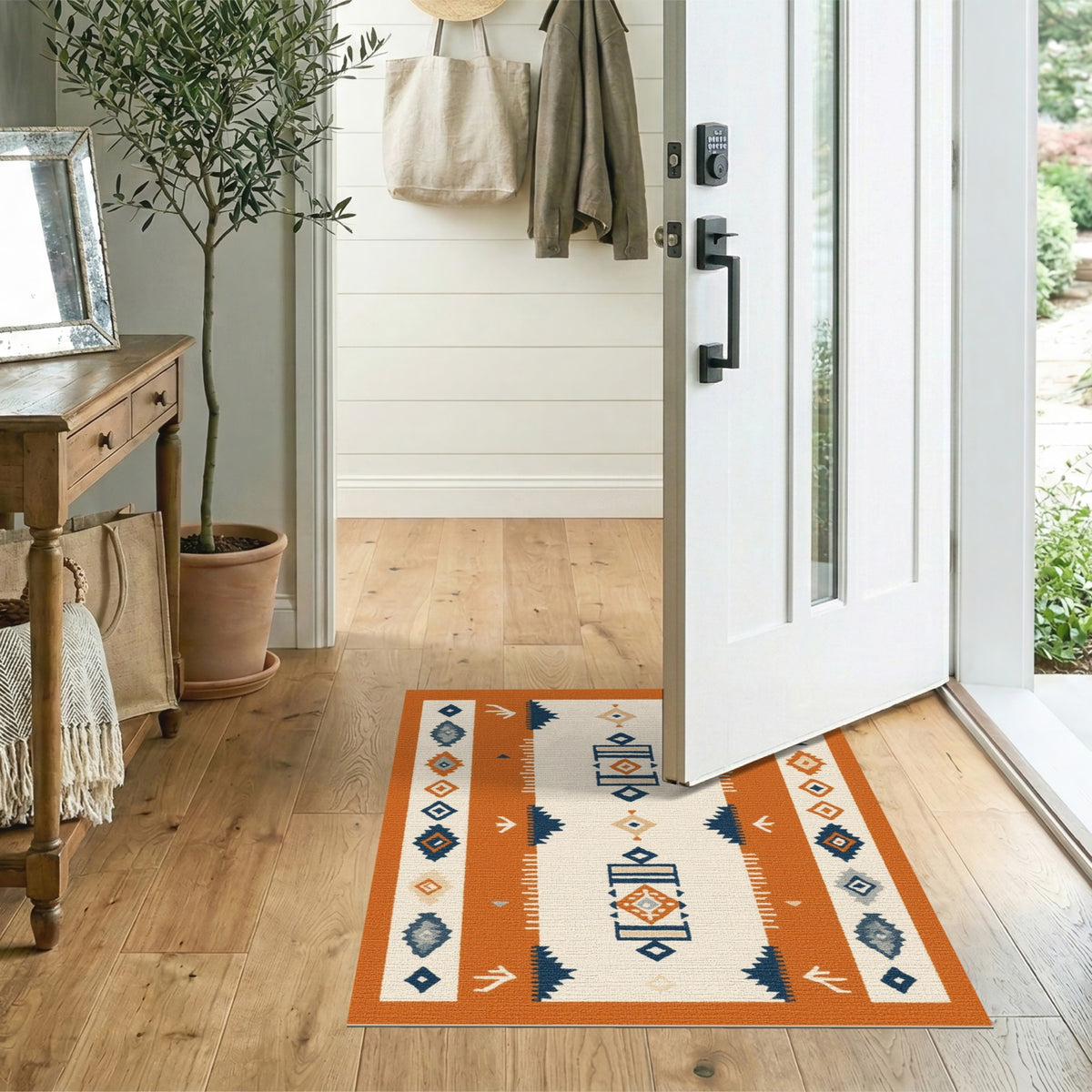 Orange Southwestern Geometric Area Rug
