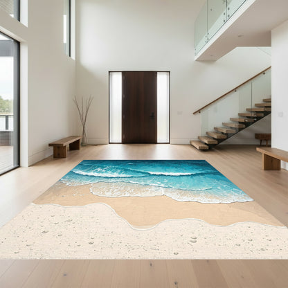 Turquoise Crashing Waves Beach Rug