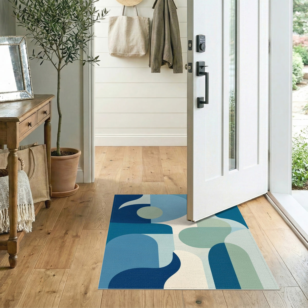 Abstract Area Blue and Teal Blue Teal Abstract Area Rug