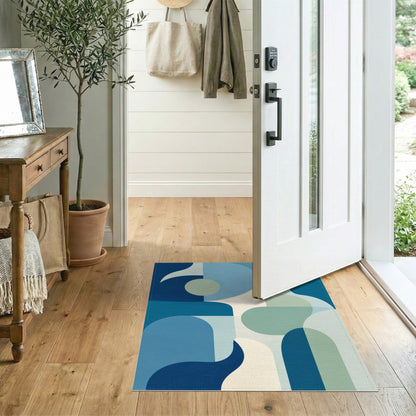 Abstract Area Blue and Teal Blue Teal Abstract Area Rug