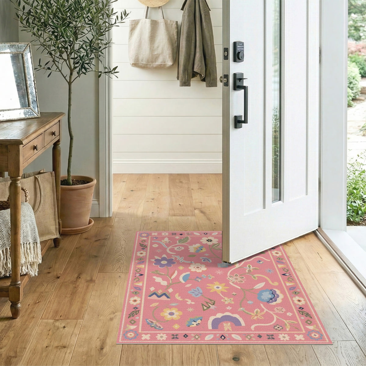 Pink Floral Vintage Area Rug