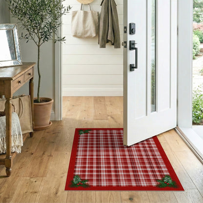 Red Plaid Holly Area Rug