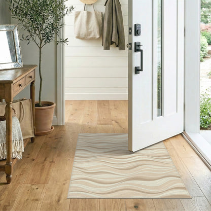 Beige Wavy Abstract Area Rug