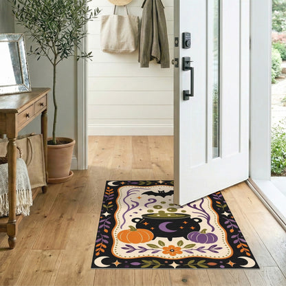 Halloween Cauldron Bat Pumpkins Washable Area Rug