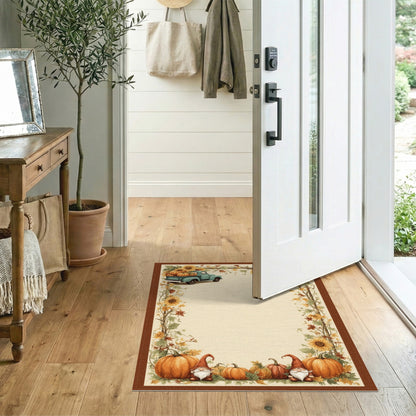 Fall Harvest Truck Gnome Pumpkin Area Rug