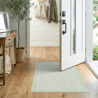 Mint Green Chevron Area Rug