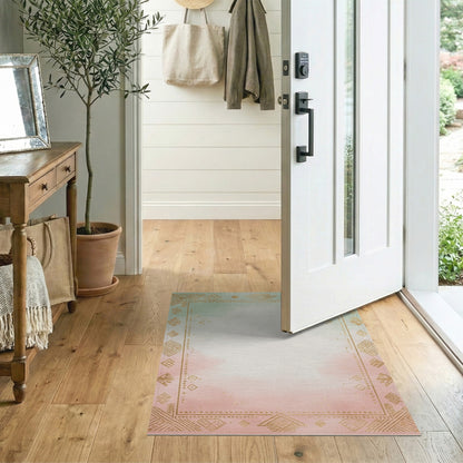 Pastel Gradient Tribal Border Rug