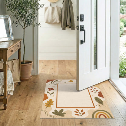 Brown and Tan Boho Chic Brown Tan Leaf Area Rug