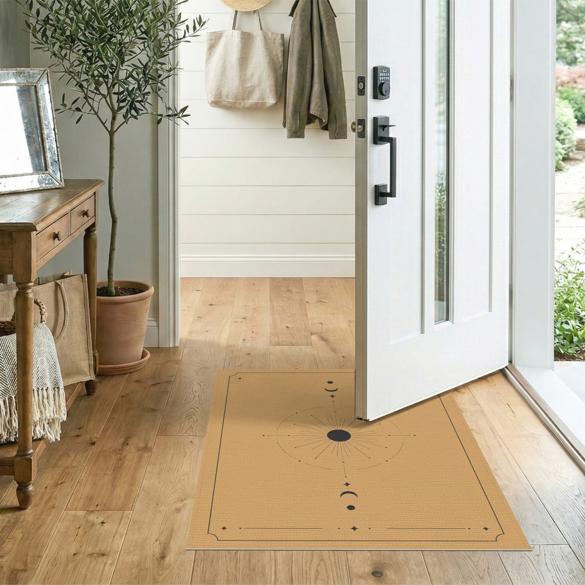 Celestial Sun Moon Phase Geometric Area Rug