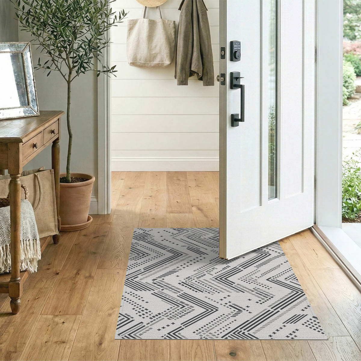 Geometric Modern Black and White Black White Geometric Chevron Area Rug