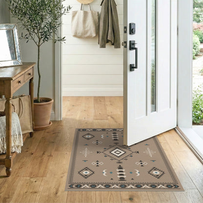 Beige Heritage Tribal Geometric Area Rug