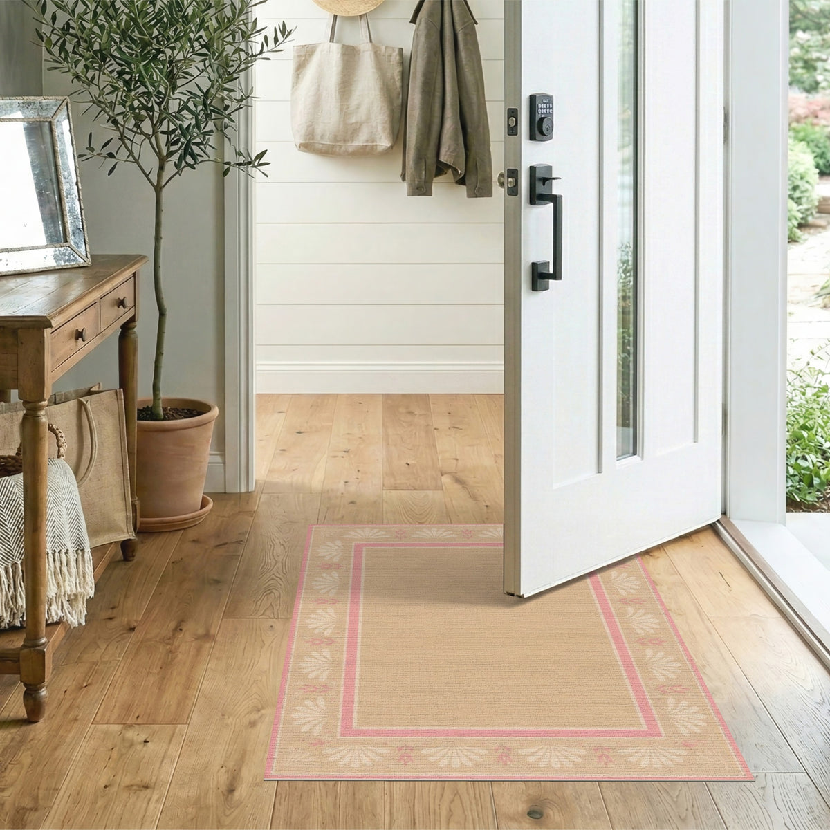Blush Pink Floral Vintage Area Rug
