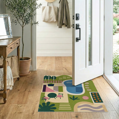 Geometric Modern Abstract Geometric Poolside Area Rug