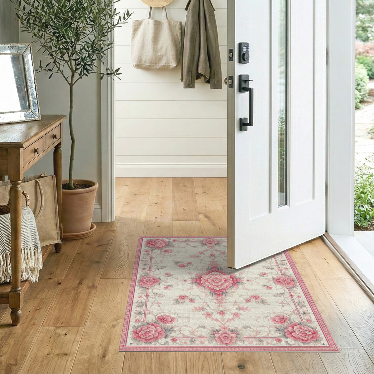 Pink Peony Floral Vintage No. 7 Area Rug