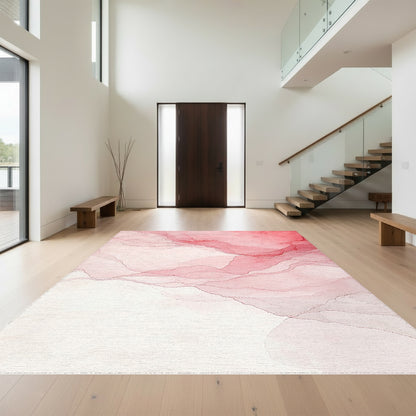 Layered Blush Red Fluid Rug