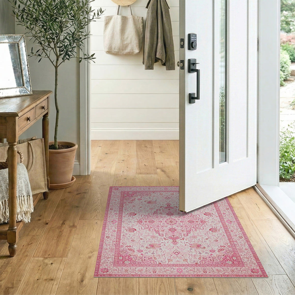 Pink Floral Vintage Area Rug