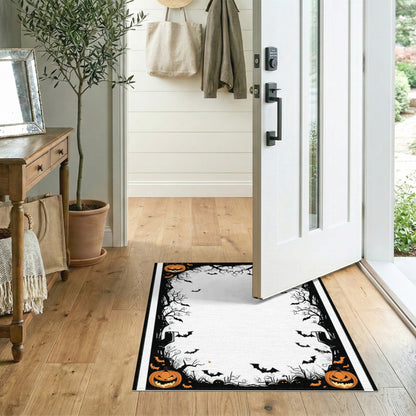 Spooky Halloween Pumpkins and Bats Area Rug