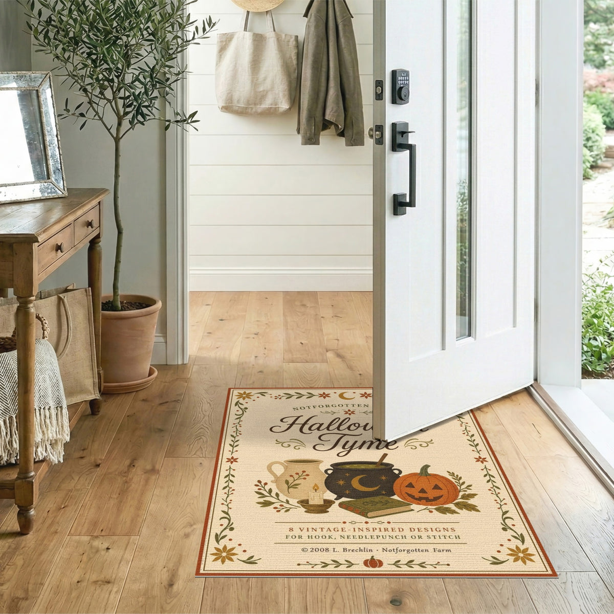 Beige and Neutral Halloween Tyme Vintage Area Rug