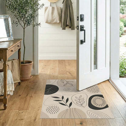 Abstract Leaf Beige Area Rug
