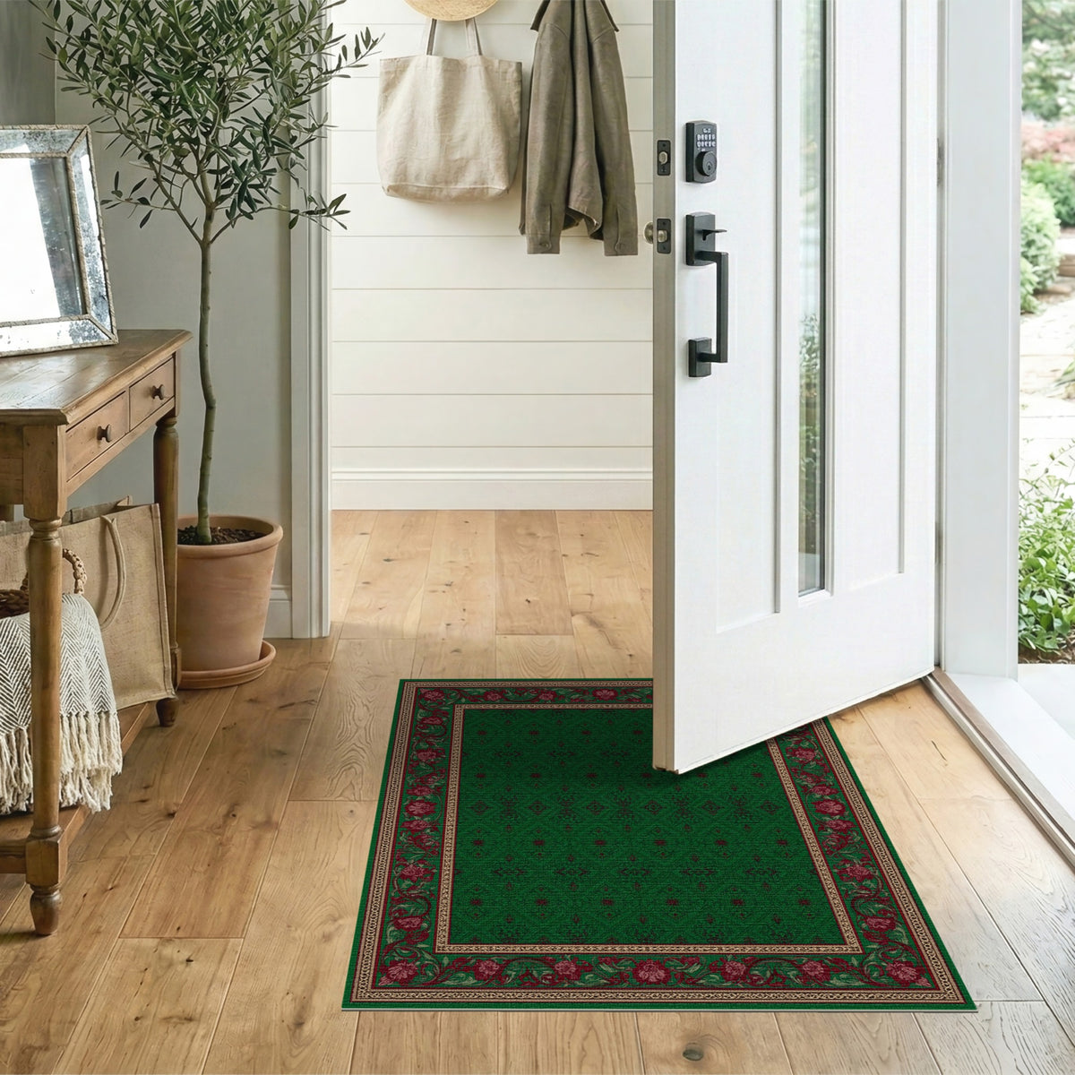 Green Traditional Persian Floral Area Rug