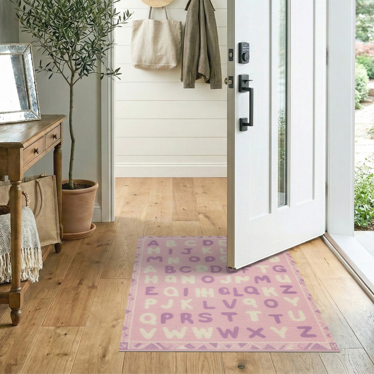 Purple Alphabet Kids Washable Area Rug