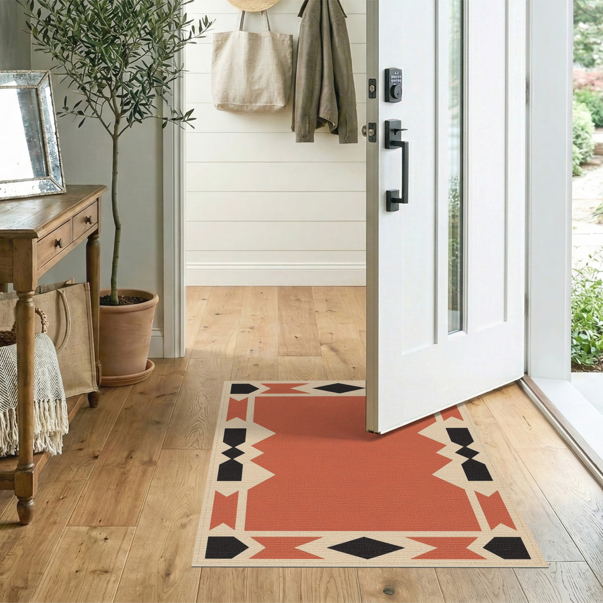 Geometric Orange Southwestern Orange Geometric Area Rug