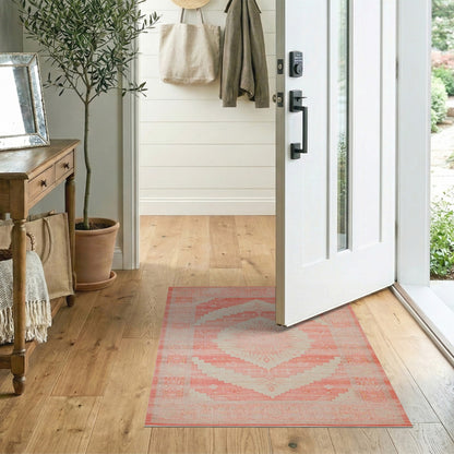 Pink Distressed Vintage Medallion Area Rug