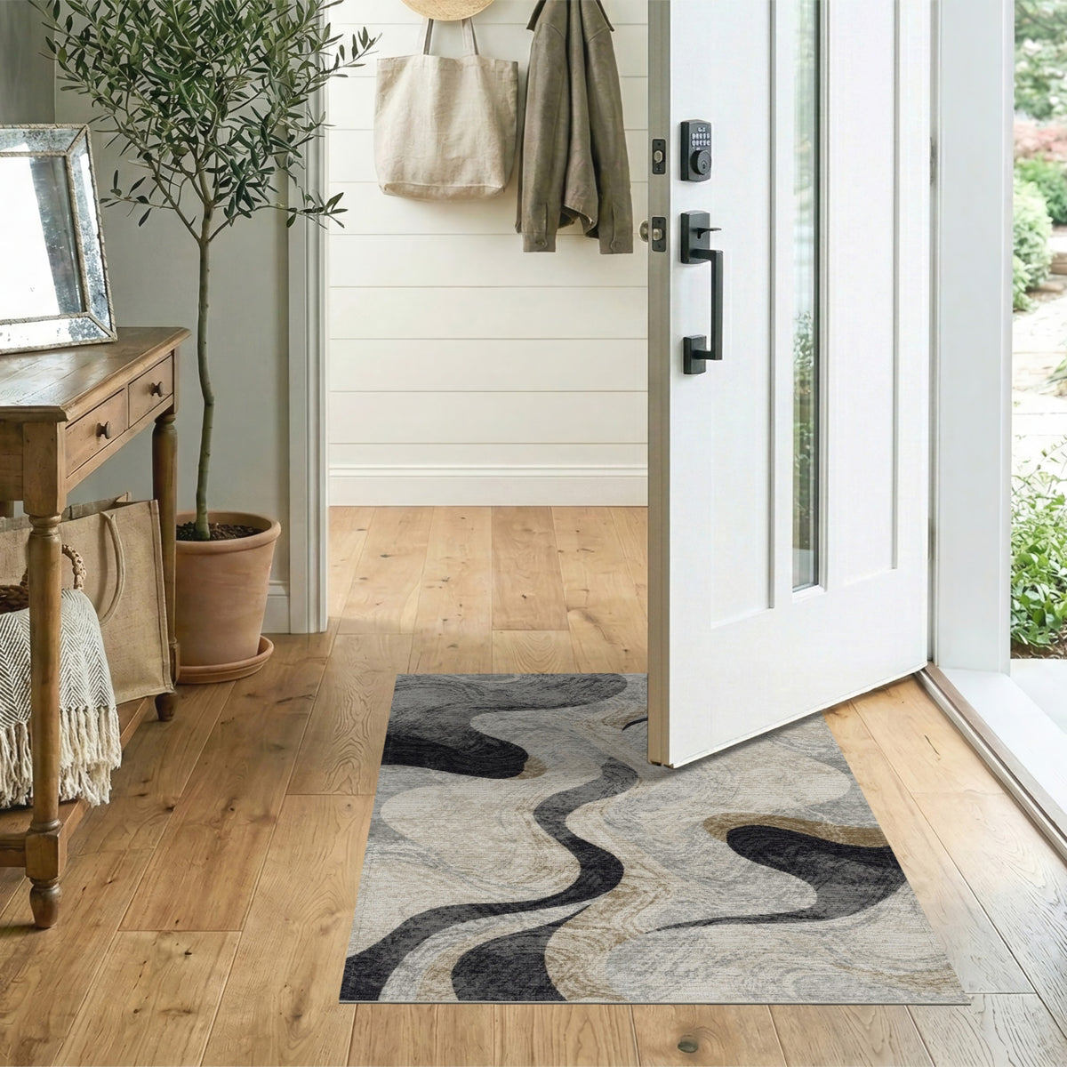 Abstract Swirl Grey Area Rug