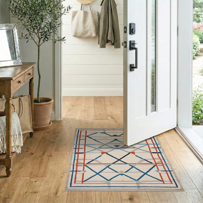 Diamond Blue and Teal Blue Geometric Diamond Area Rug