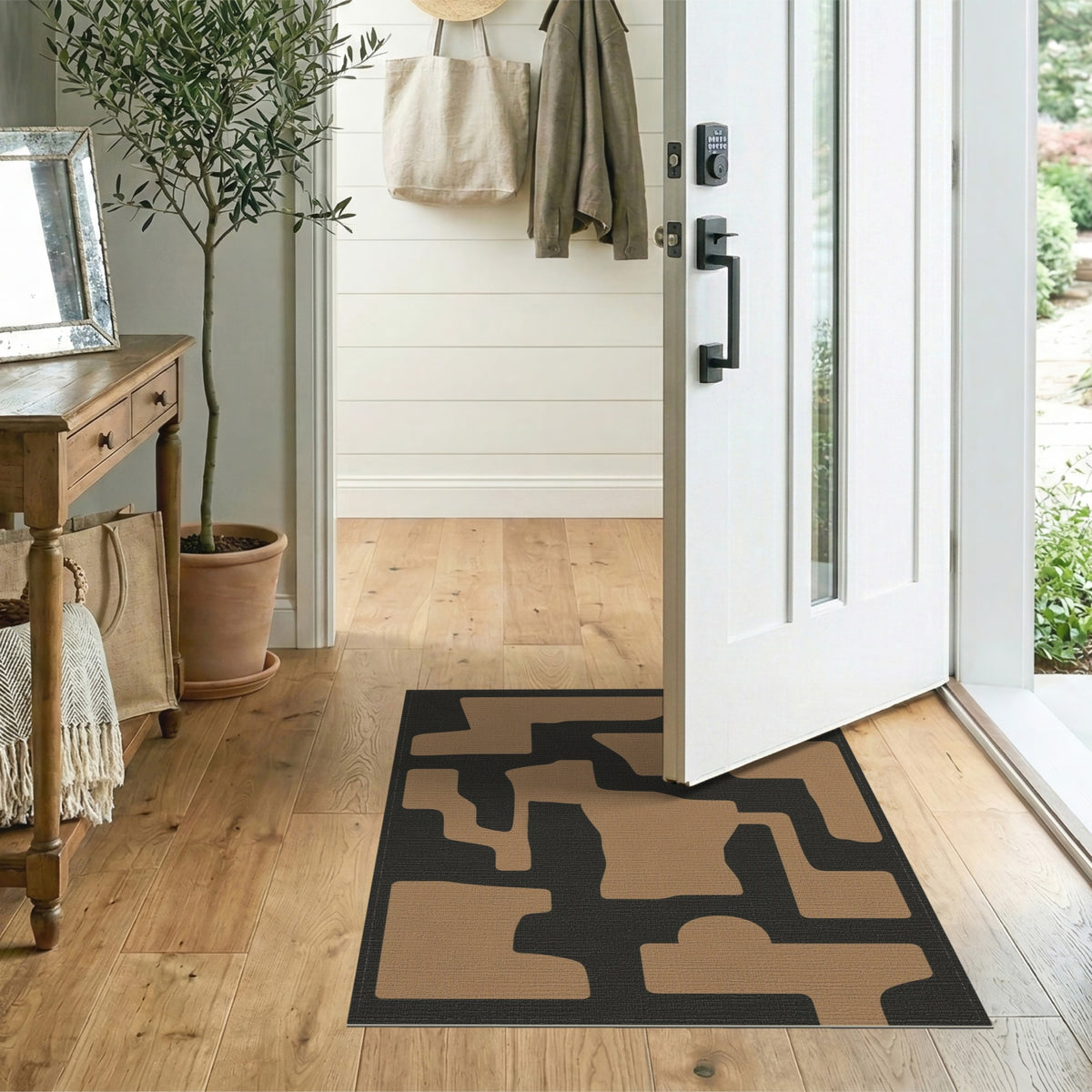 Tan Abstract Form Area Rug