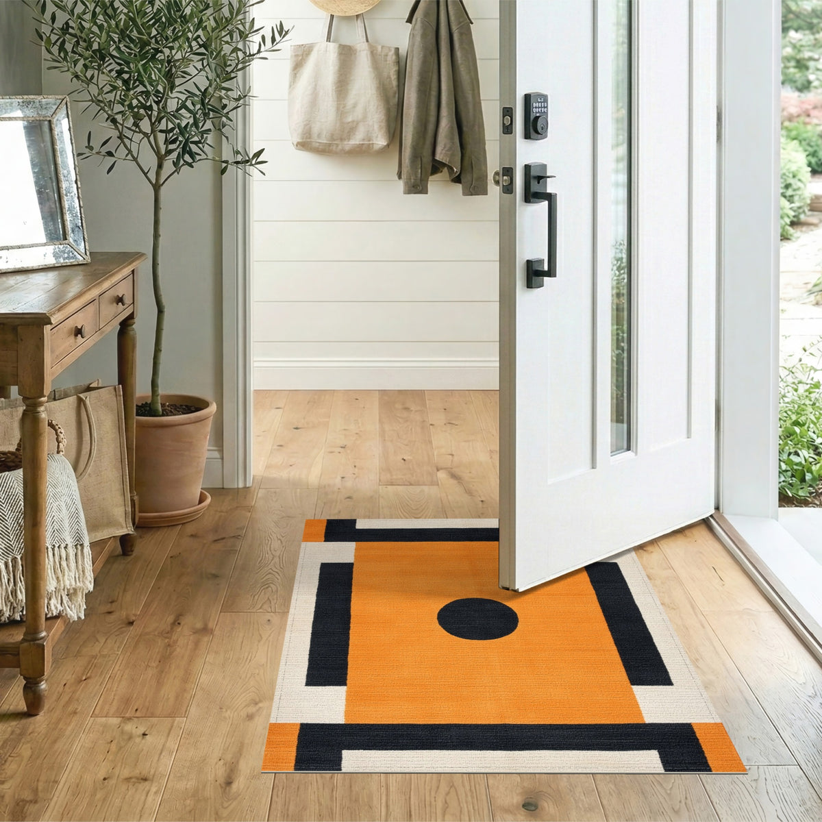 Geometric Modern Bold Orange Geometric Circle Area Rug