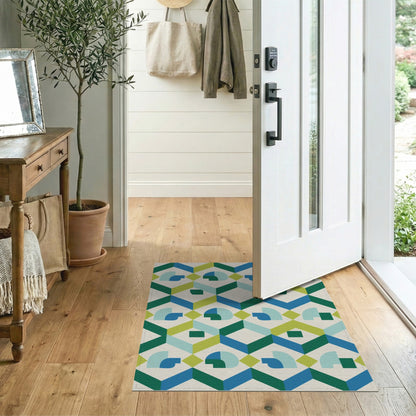 Blue Teal Geometric Modern No. 8 Area Rug