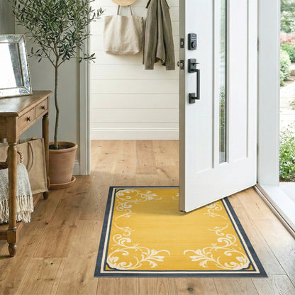 Yellow Floral Vintage Area Rug