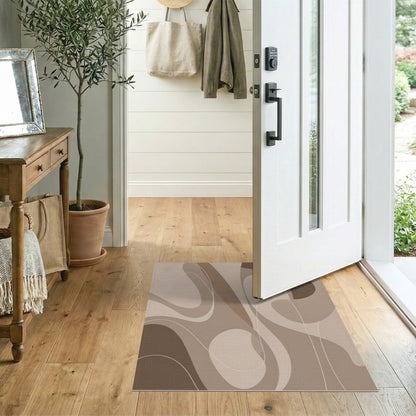 Abstract Brown Flow Area Rug