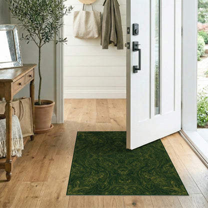 Green Gold Swirl Area Rug