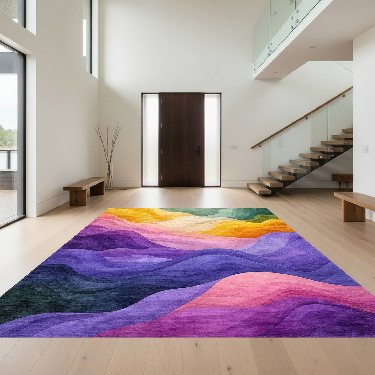 Flowing Multicolor Wave Rug