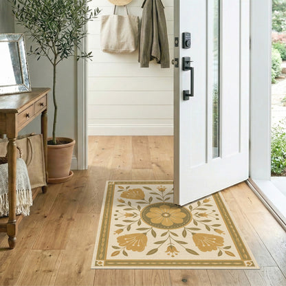 Golden Floral Medallion Vintage Area Rug