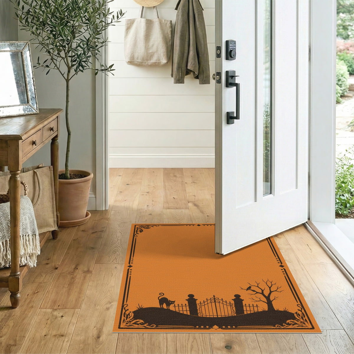 Orange Distressed Vintage Silhouette Area Rug