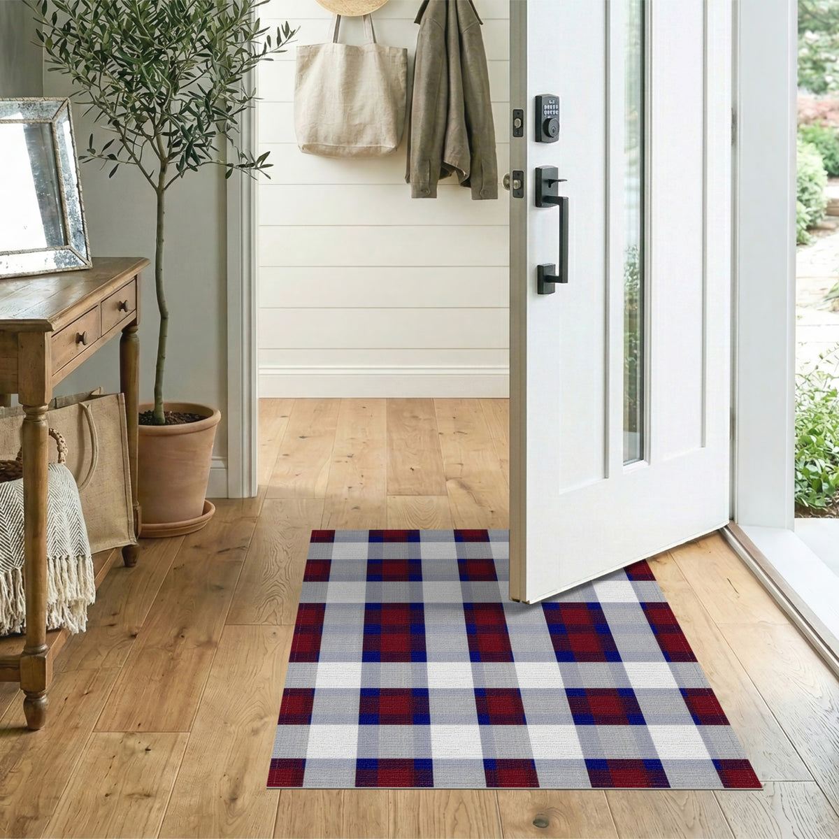 Red Blue Buffalo Check Area Rug