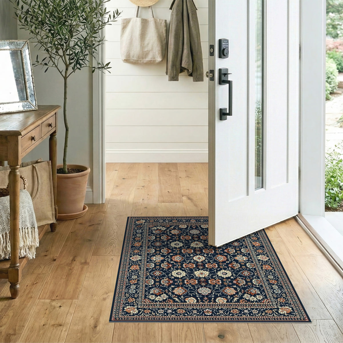 Blue and Teal Floral Navy Blue Persian Floral Area Rug