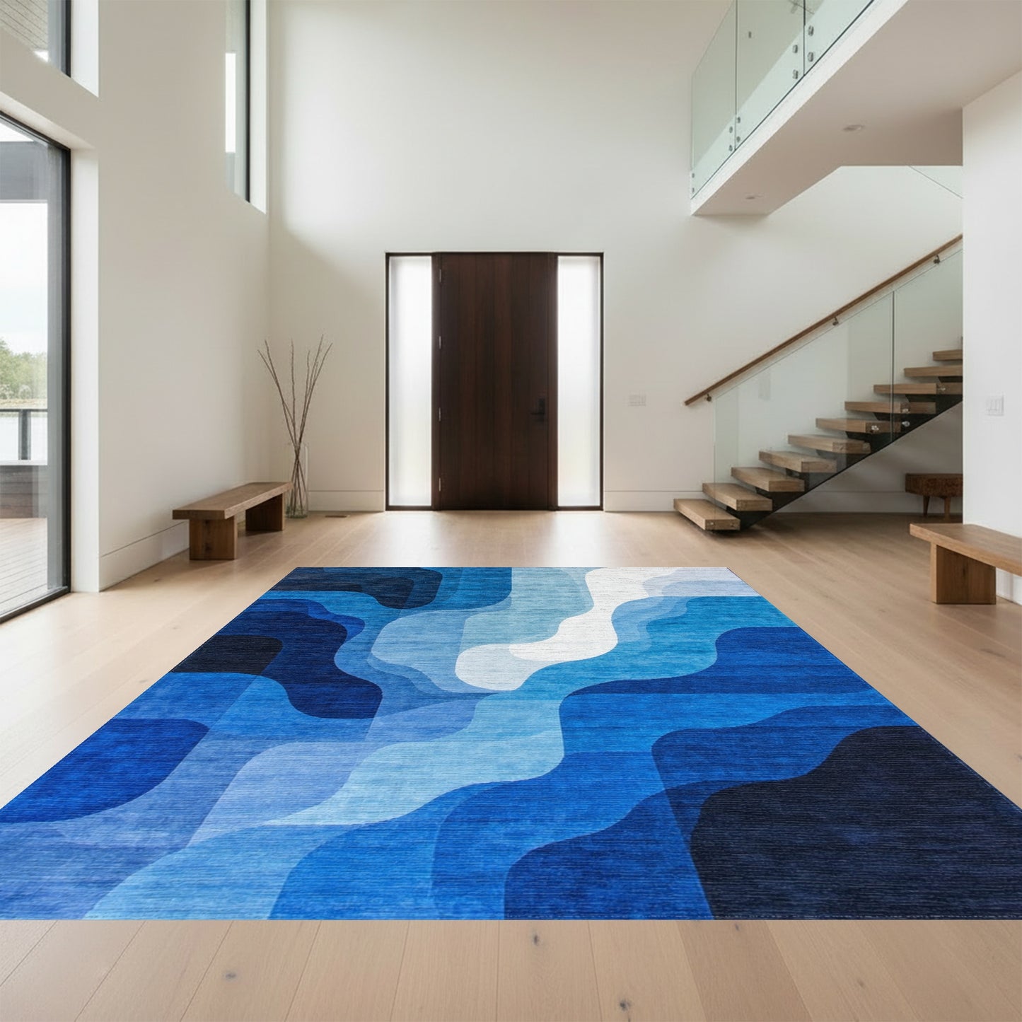 Navy Indigo Wavy Layers Rug